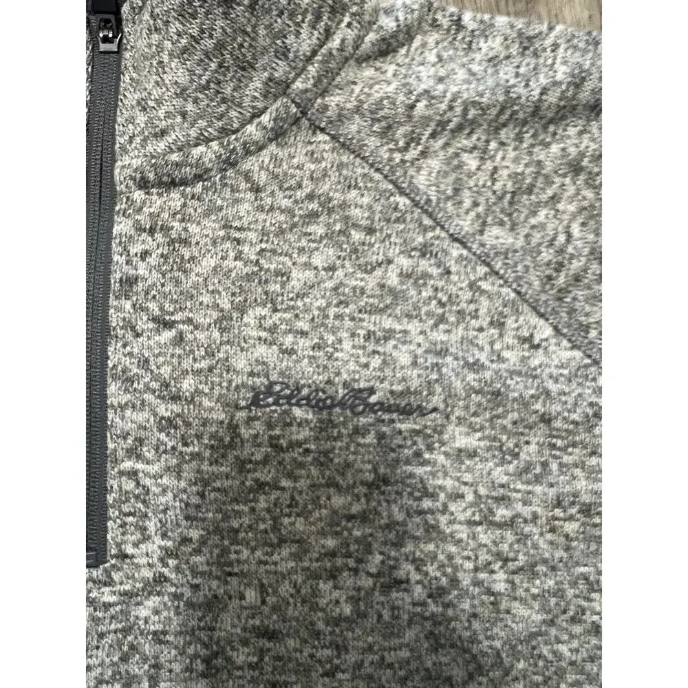 Eddie Bauer Sweater Mens Large Heather Gray Fleece 1/4 Zip Mock Neck Pullover - Picture 7 of 8